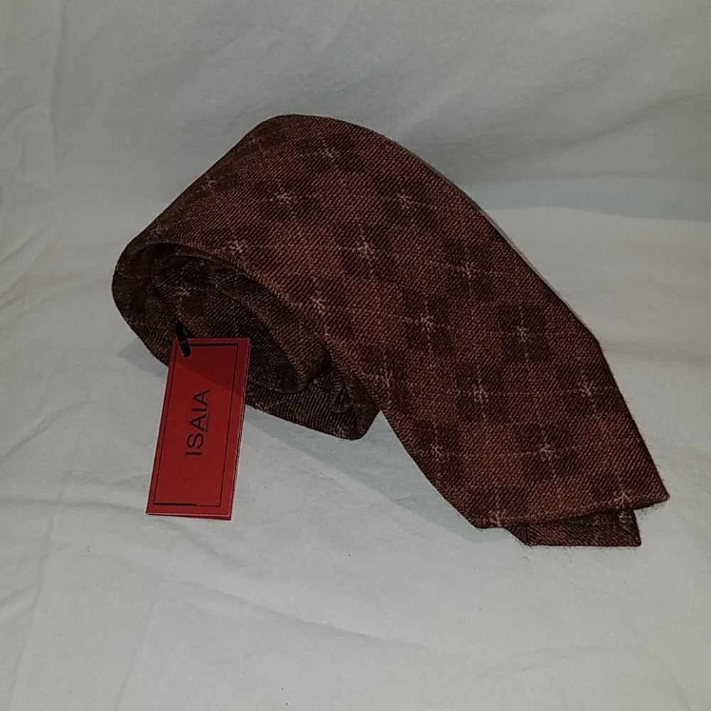 ISAIA Napoli 7 fold Tie - Brown / Orange